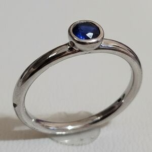 Vintage 925 Sterling Silver Stacker Ring Blue CZ